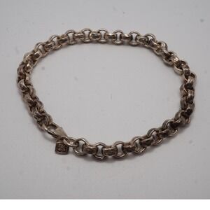 Hammered Sterling Silver Rolo Link Bracelet USA 999 Fine Silver Hallmark 26g